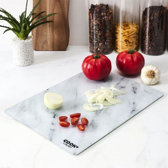 Стъклена дъска за рязане ефект бял мрамор 40 х 30 см
