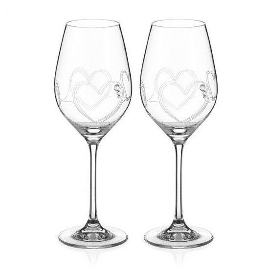 Гравирани чаши за вино Swarovski String of Love, 360 мл, 2 броя
